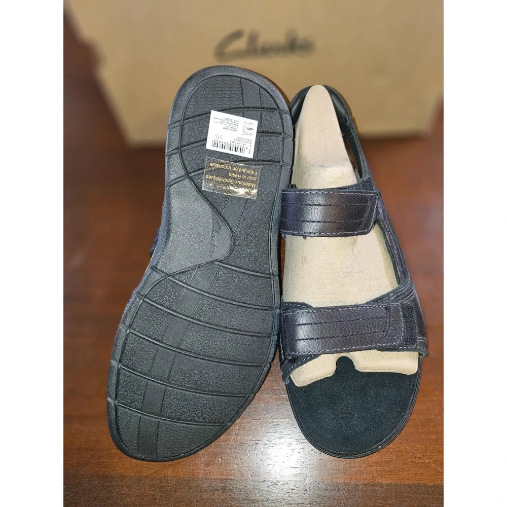 Clarks Nature Trek Black Nubuck‎ Leather Casual Sandal 59760 Men's 10 M